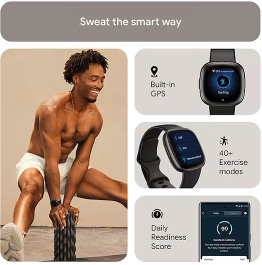 Fitbit Versa 4 | Graphite Black | FB523BKBK Fitbit Versa 4 | Graphite Black | FB523BKBK
