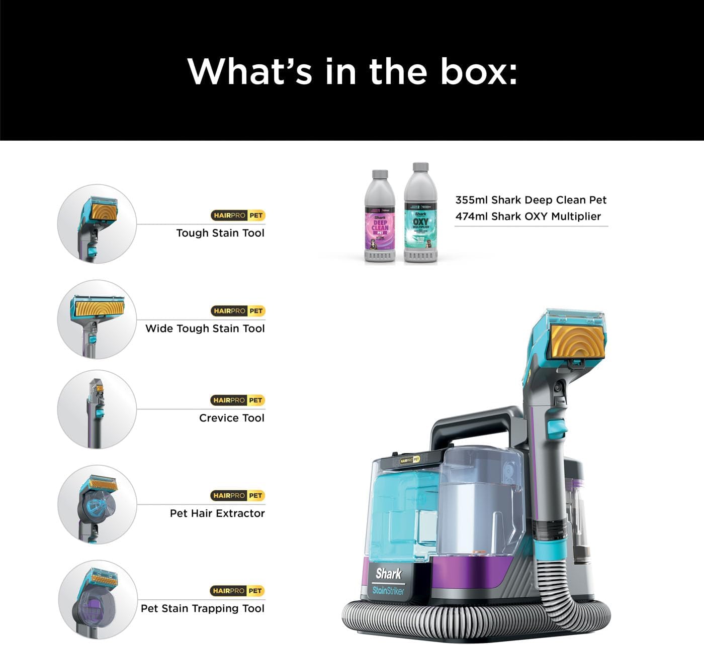 Shark StainStriker HairPro Pet Stain & Spot Cleaner | PX250UKT Shark StainStriker HairPro Pet Stain & Spot Cleaner | PX250UKT