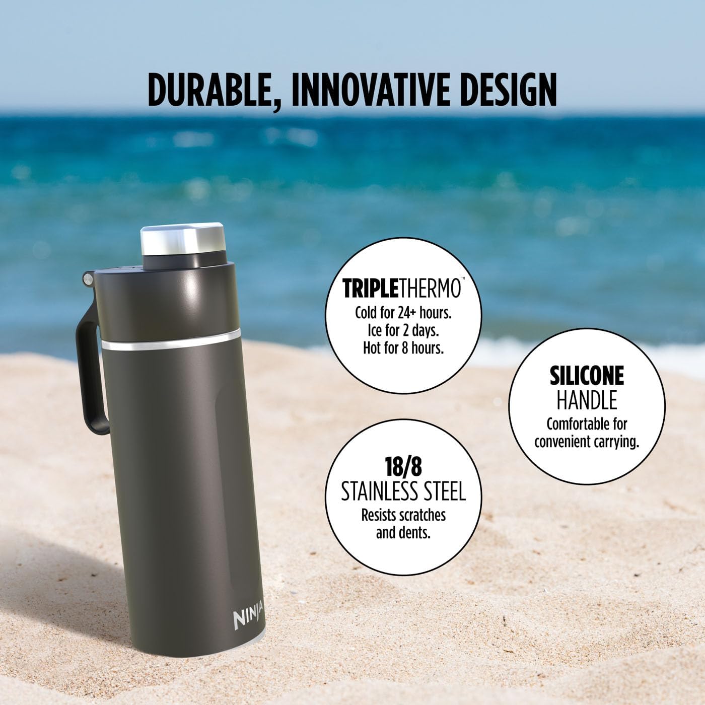 Ninja Thirsti 530ml Travel Bottle | Black | DW1801EUUKBK Ninja Thirsti 530ml Travel Bottle | Black | DW1801EUUKBK