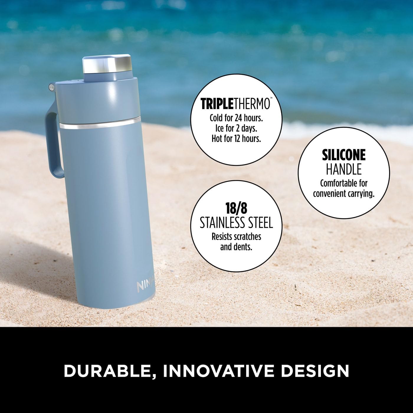 Ninja Thirsti 530ml Travel Bottle | Blue | DW1801EUUKBL Ninja Thirsti 530ml Travel Bottle | Blue | DW1801EUUKBL