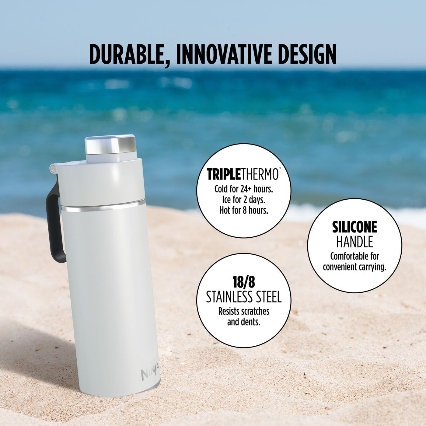 Ninja Thirsti 530ml Travel Bottle | White | DW1801EUUKWH Ninja Thirsti 530ml Travel Bottle | White | DW1801EUUKWH