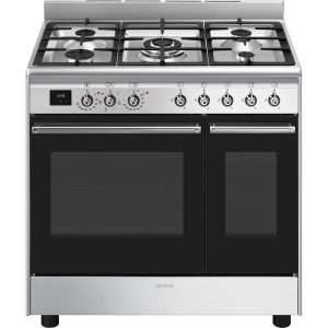 Smeg 90cm Classica Range Cooker | Gas Hob | Stainless Steel | CX92GM