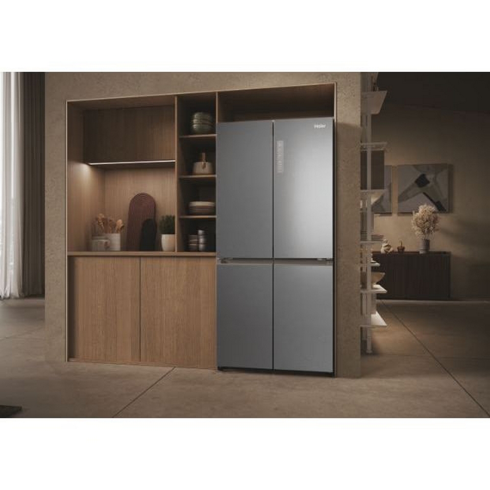 Haier Series 3 Cube 83 American Style Fridge Freezer I Silver I HCR3818ENMG Haier Series 3 Cube 83 American Style Fridge Freezer I Silver I HCR3818ENMG