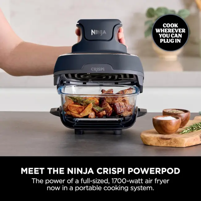 Ninja CRISPi 4-in-1 Portable Glass Air Fryer | Cyber Space | FN101UKGY Ninja CRISPi 4-in-1 Portable Glass Air Fryer | Cyber Space | FN101UKGY