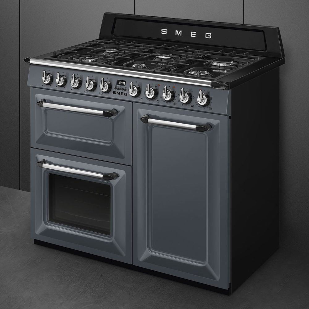 Smeg 100cm Victoria Triple Cavity Cooker | Duel Fuel | Slate Grey | TR103GR Smeg 100cm Victoria Triple Cavity Cooker | Duel Fuel | Slate Grey | TR103GR