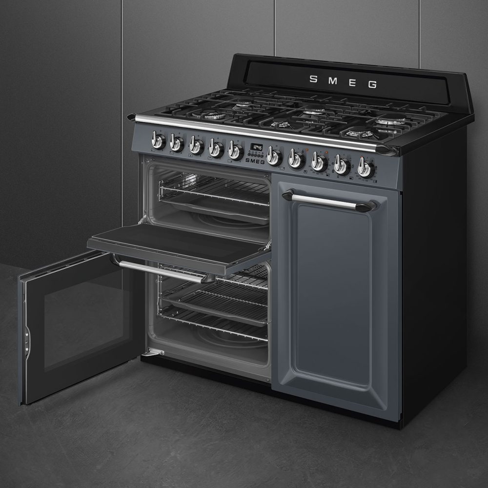 Smeg 100cm Victoria Triple Cavity Cooker | Duel Fuel | Slate Grey | TR103GR Smeg 100cm Victoria Triple Cavity Cooker | Duel Fuel | Slate Grey | TR103GR